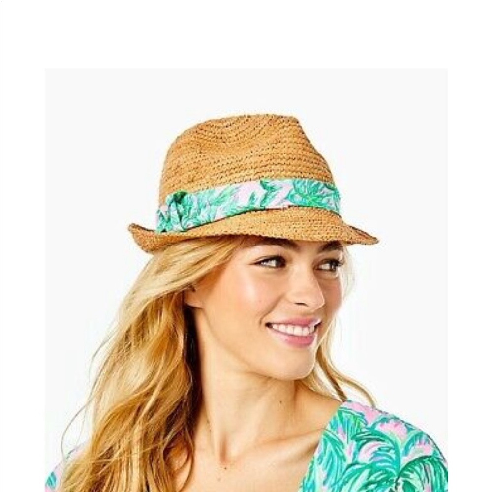 NWT Lilly Pulitzer Poolside Hat in Pink Blossom Suite Views - One Size